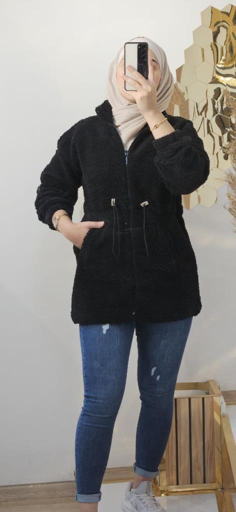 New season women's winter fur jacket is stylish and modern, suitable for daily use, model G0006 - Black