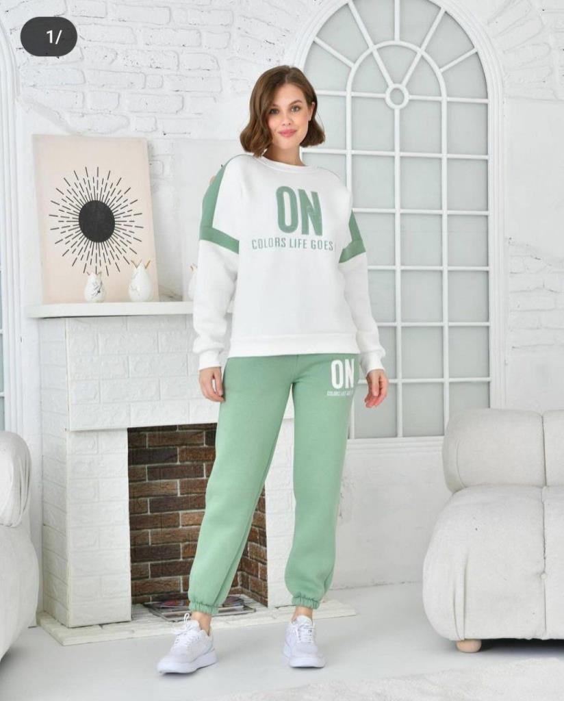 New season women's winter stylish and comfortable home pajamas model G0043 - ZEYTİN RENGİ