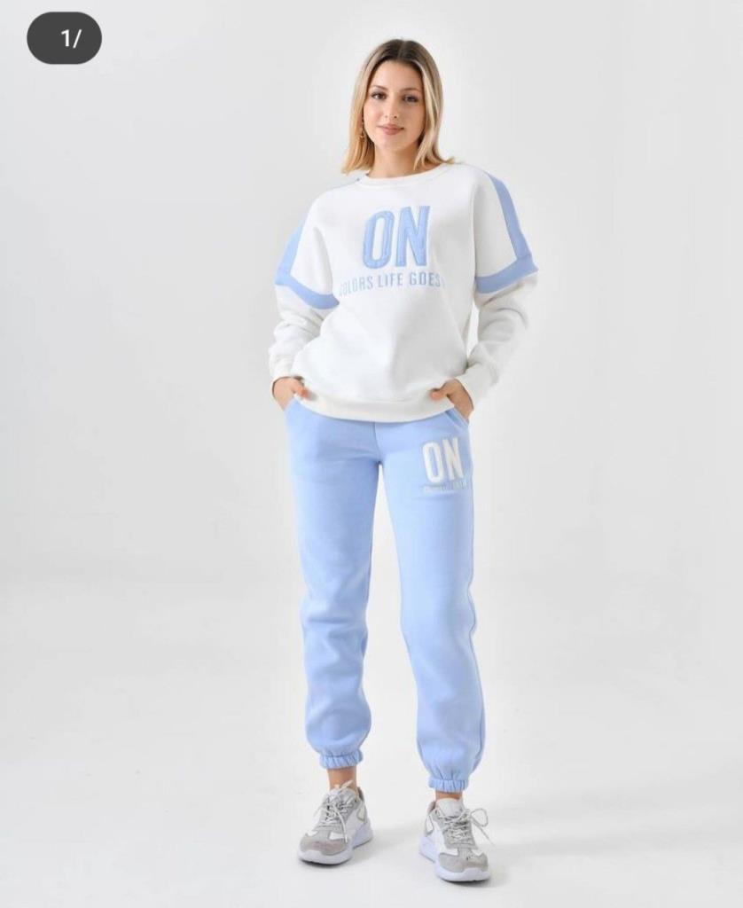 New season women's winter stylish and comfortable home pajamas model G0043 - Light Blue