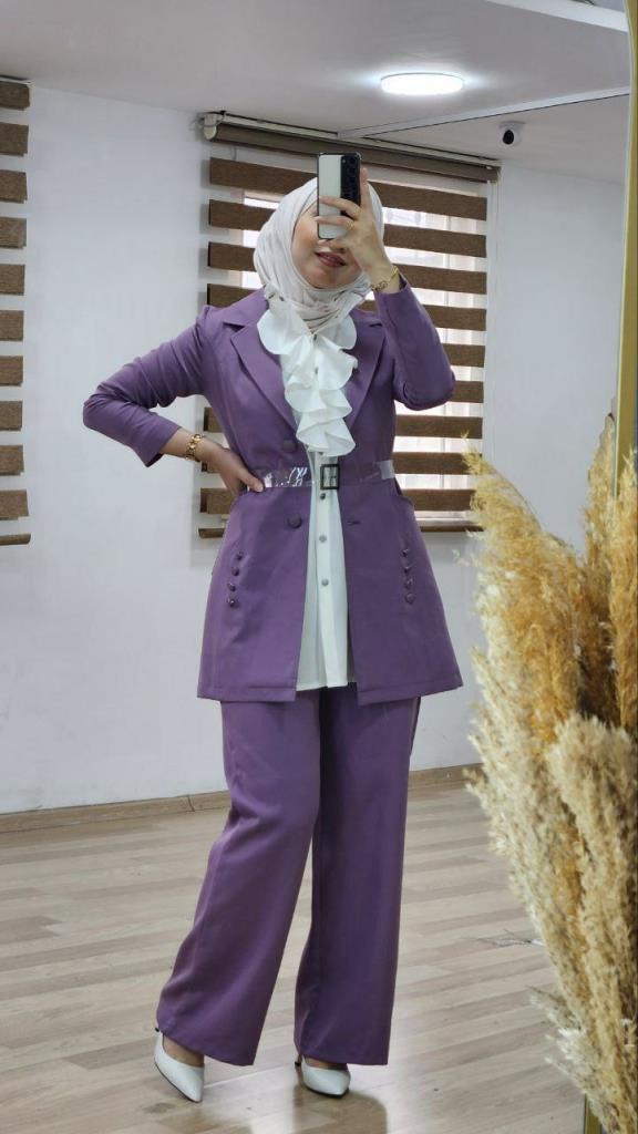 An elegant set for veiled women, combining comfort and elegance, ideal for formal and business occasions, model G0275 - Purple