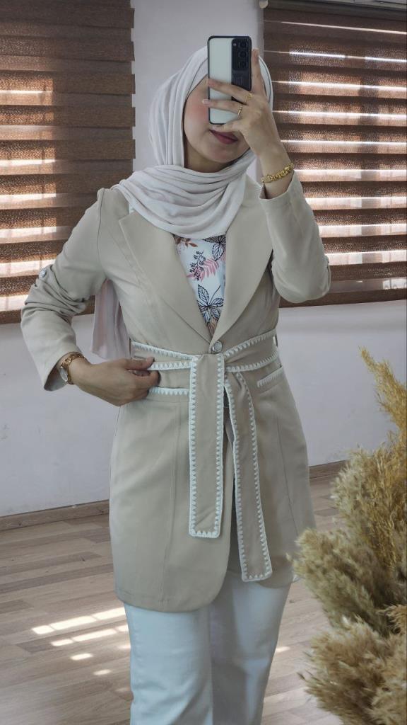 Stylish twins for veiled women that combine comfort and elegance, ideal for everyday looks, model G0445 - Beige