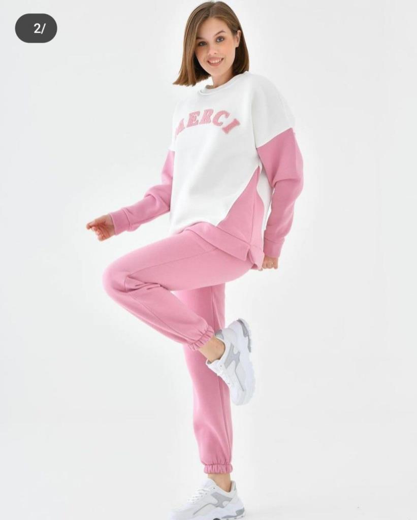 yeni sezonlu kadın kışlık ev pijama çok rahat ve bol kesim model G0598  - PEMBE