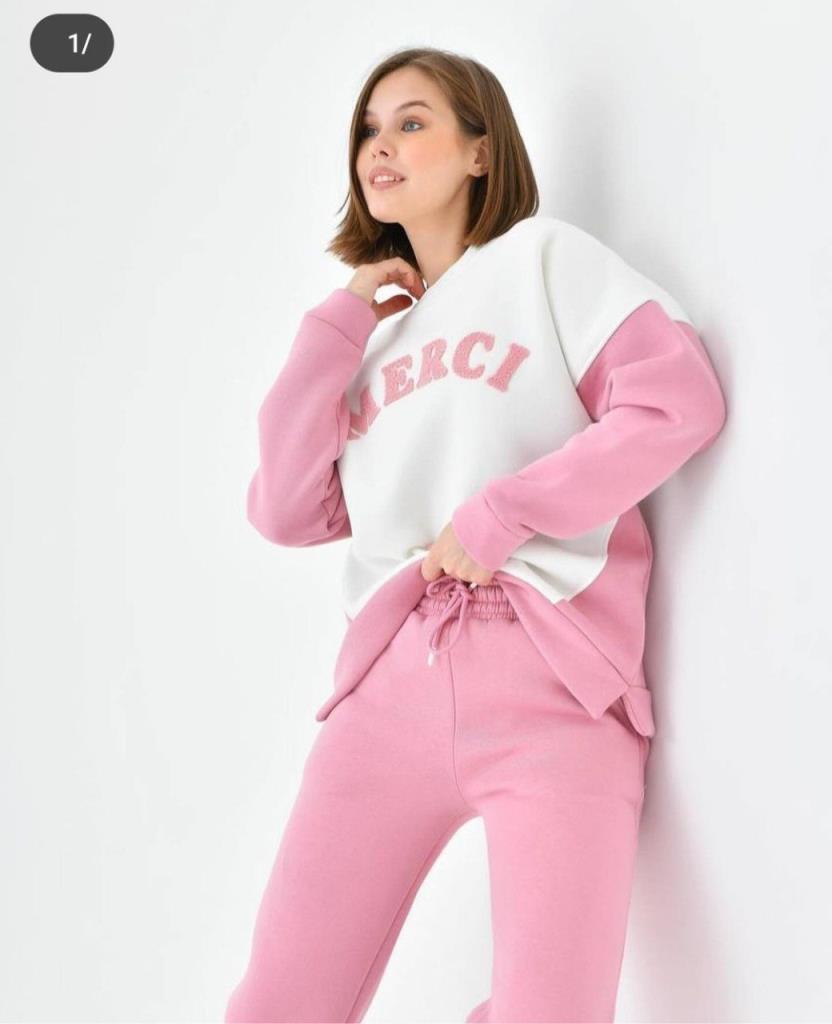 yeni sezonlu kadın kışlık ev pijama çok rahat ve bol kesim model G0598  - PEMBE