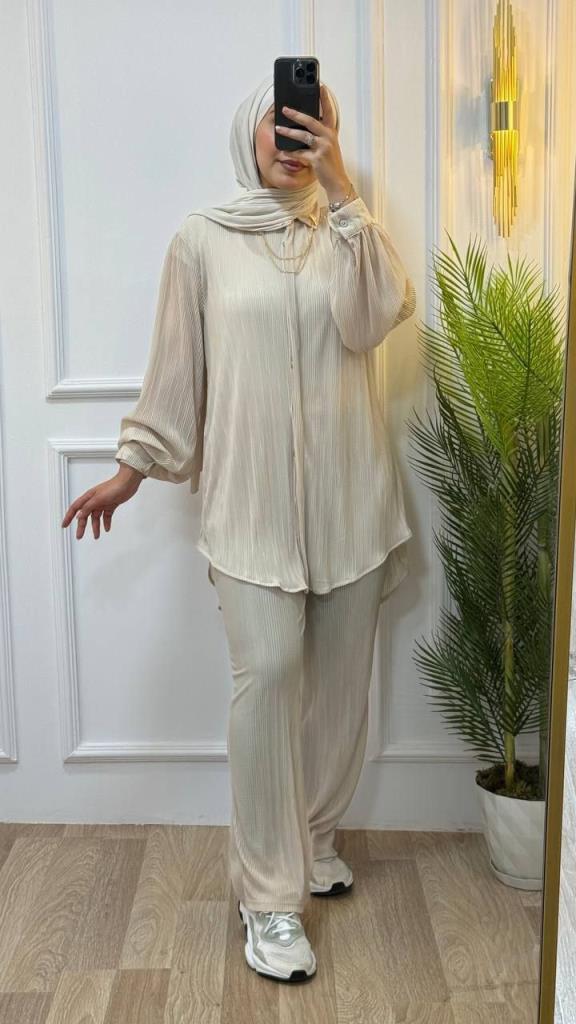 Hijab outfit for summer season, model g1019 - Beige