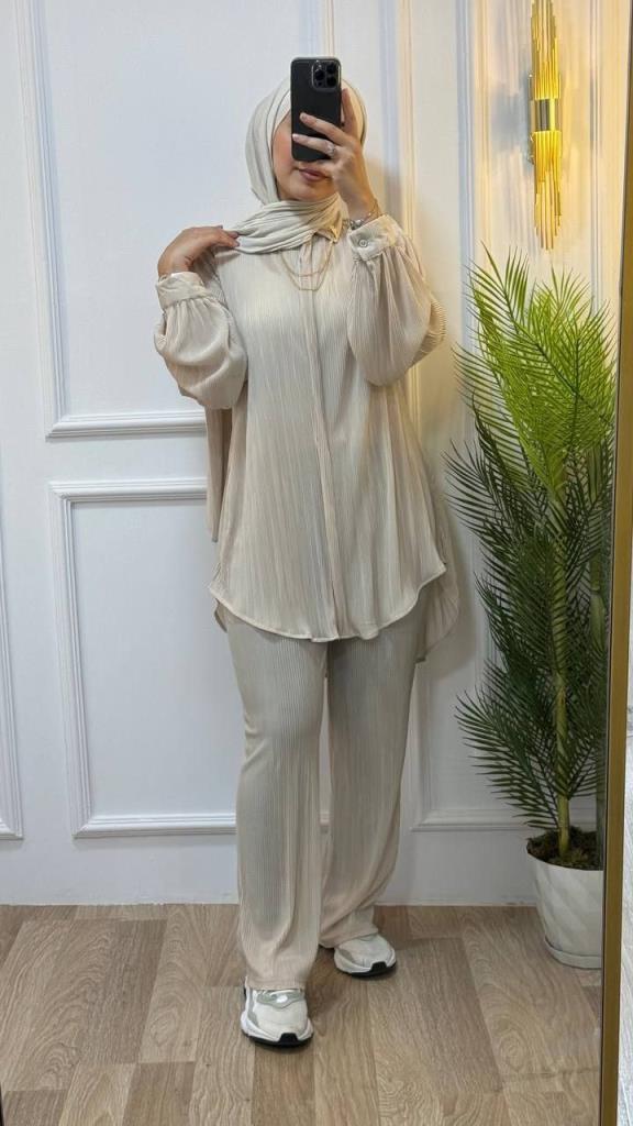 Hijab outfit for summer season, model g1019 - Beige