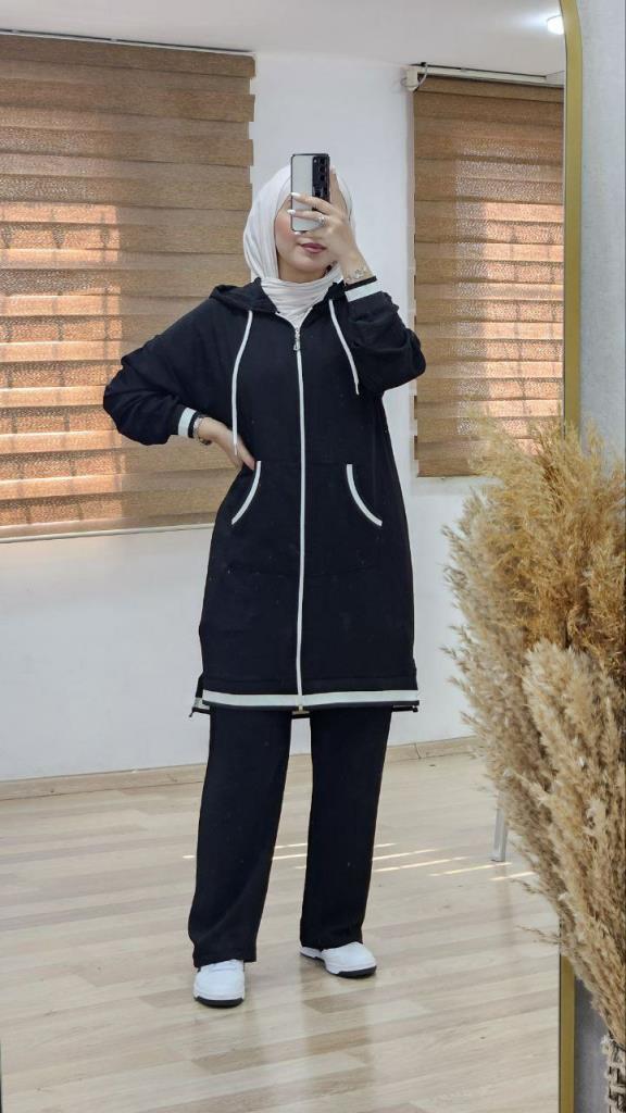 Pajamas for veiled women, cool fabric, model g1080 - Black