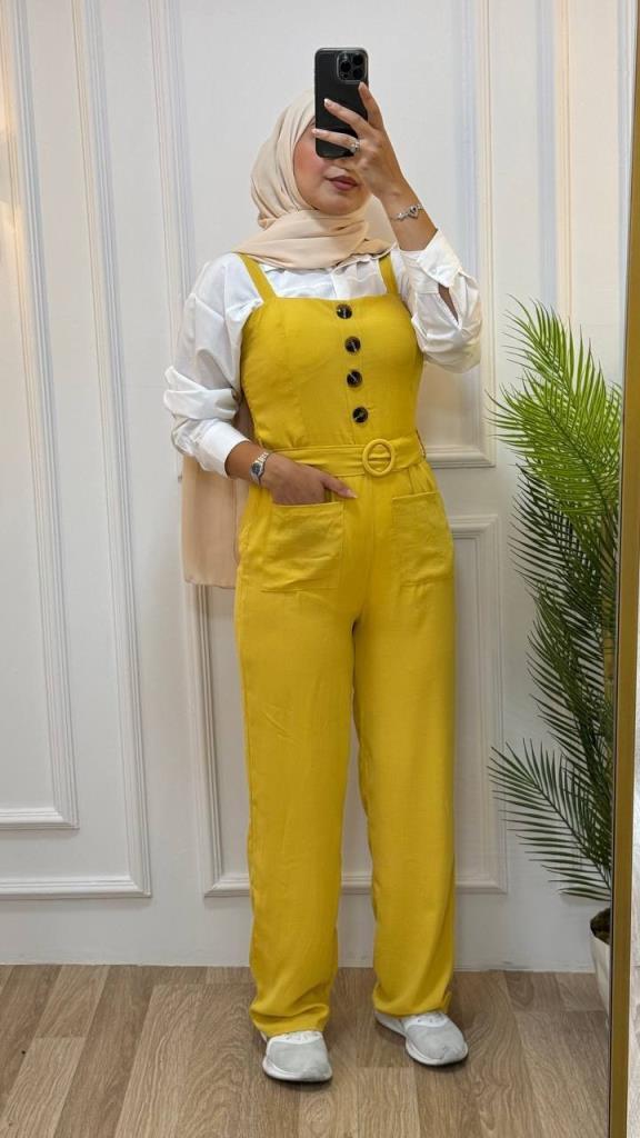 Women's summer jumpsuit, model G1106 - Yellow