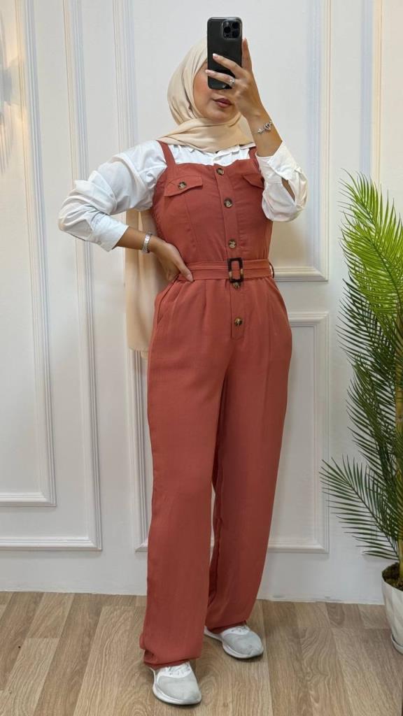 Women's summer jumpsuit, model G1106 - Burgundy