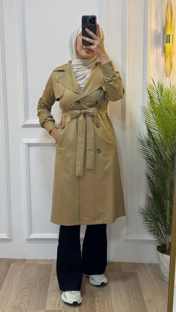 Trench jacket for veiled women, model g1150 - Light Brown