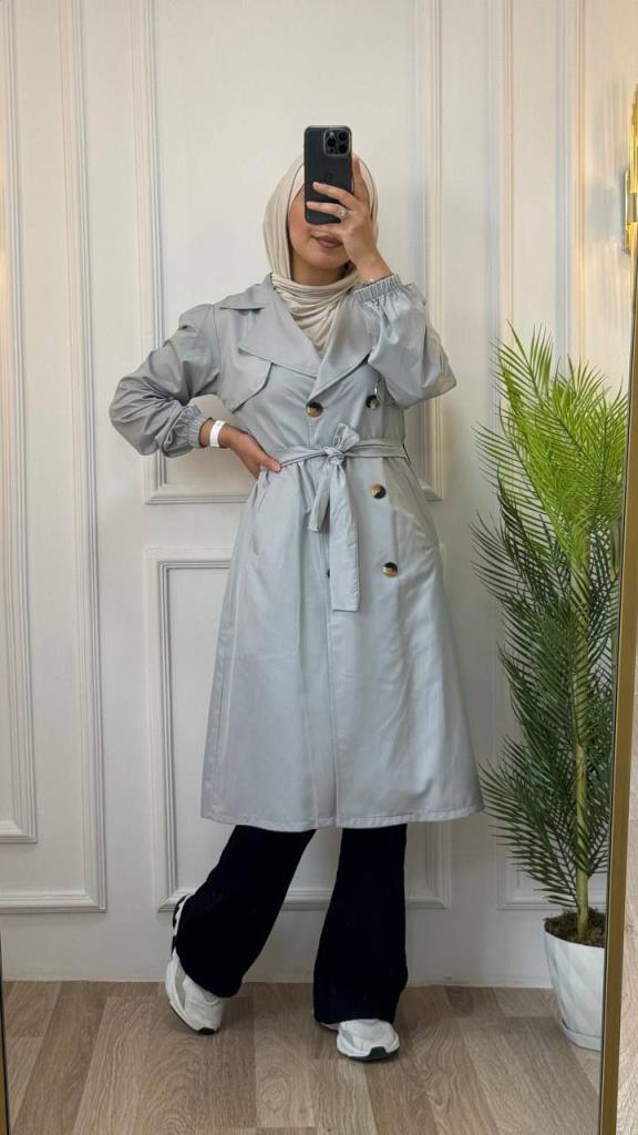 new season women's summer + spring trench coat is suitable for daily use model G1151 - Gray