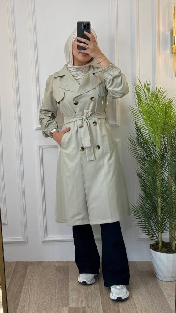 new season women's summer + spring trench coat is suitable for daily use model G1151 - Beige new season women's summer + spring trench coat is suitable for daily use model G1151 - Beige