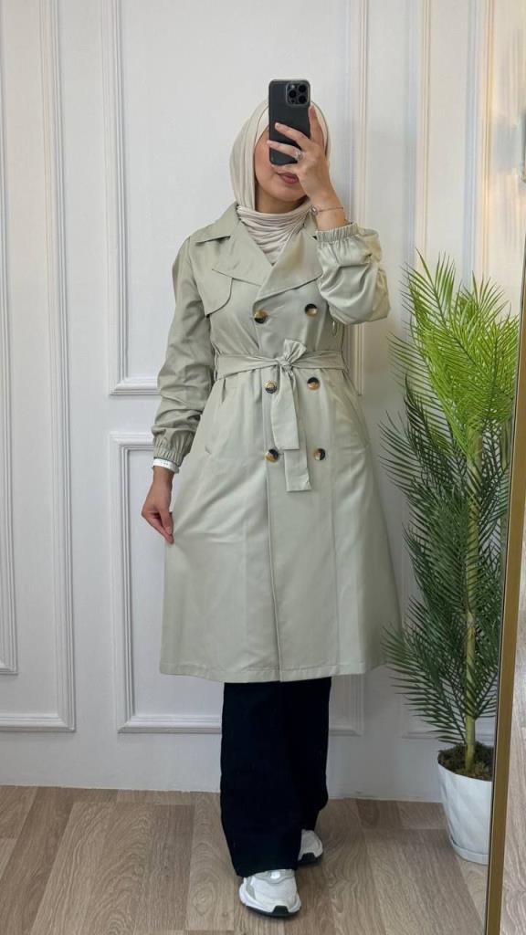 new season women's summer + spring trench coat is suitable for daily use model G1151 - Beige new season women's summer + spring trench coat is suitable for daily use model G1151 - Beige