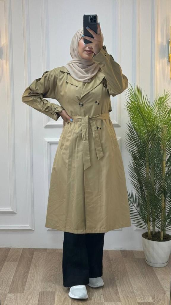 New seasonal women's summer + spring trench coat midi, stylish and comfortable, suitable for daily use, model G1155 - AÇIK KAHVE