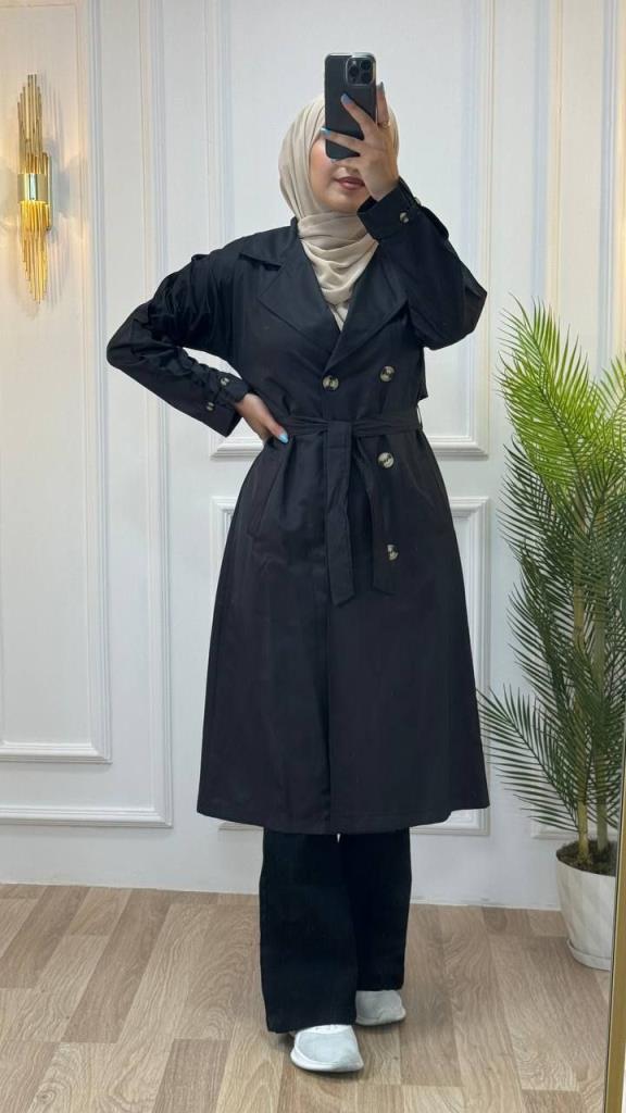 New seasonal women's summer + spring trench coat midi, stylish and comfortable, suitable for daily use, model G1155 - Black