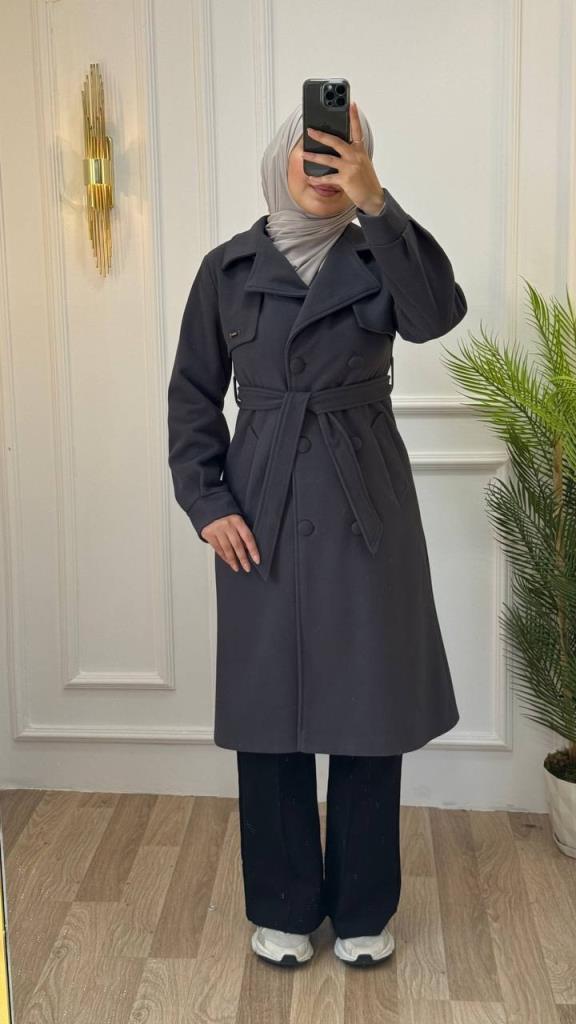 New season women's winter midi coat, comfortable cut, suitable for daily use, model G1177 - Gray