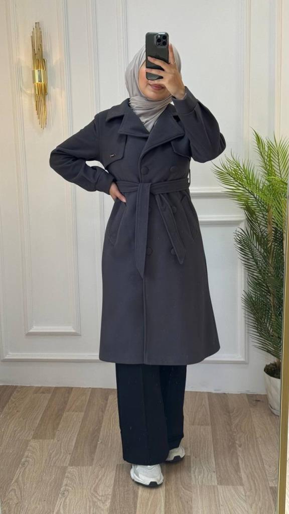 New season women's winter midi coat, comfortable cut, suitable for daily use, model G1177 - Gray