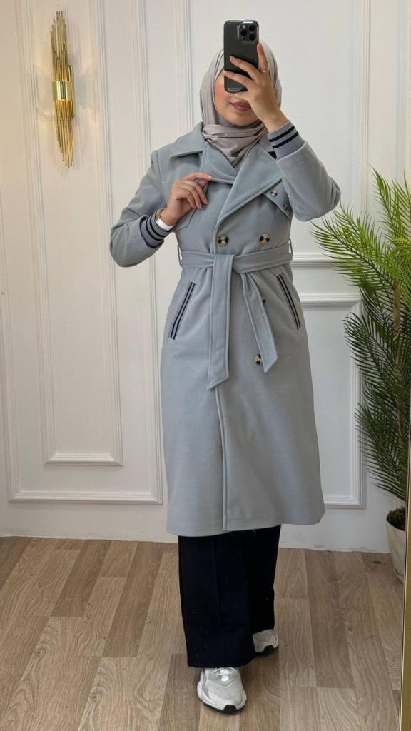 New season women's winter midi trench coat is stylish and modern, suitable for daily use, model g1206 - Gray