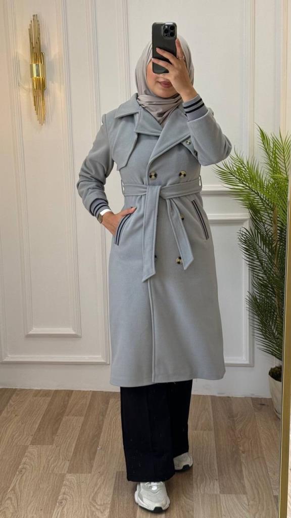 New season women's winter midi trench coat is stylish and modern, suitable for daily use, model g1206 - Gray