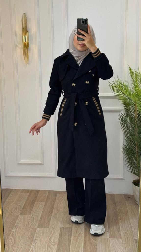 New season women's winter midi trench coat is stylish and modern, suitable for daily use, model g1206 - Black