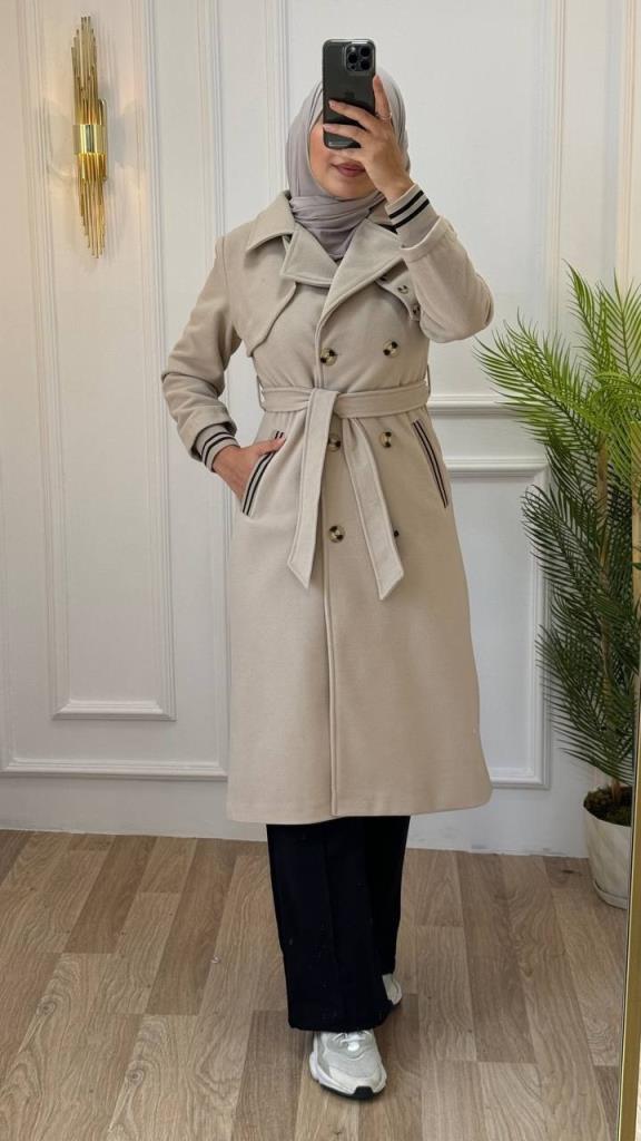 New season women's winter midi trench coat is stylish and modern, suitable for daily use, model g1206 - Beige