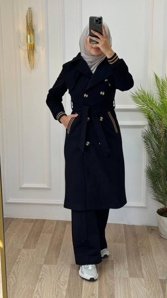 New season women's winter midi trench coat is stylish and modern, suitable for daily use, model g1206 - Black