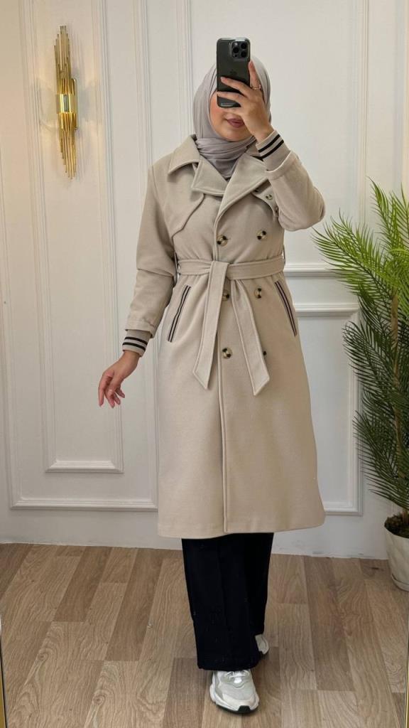 New season women's winter midi trench coat is stylish and modern, suitable for daily use, model g1206 - Beige