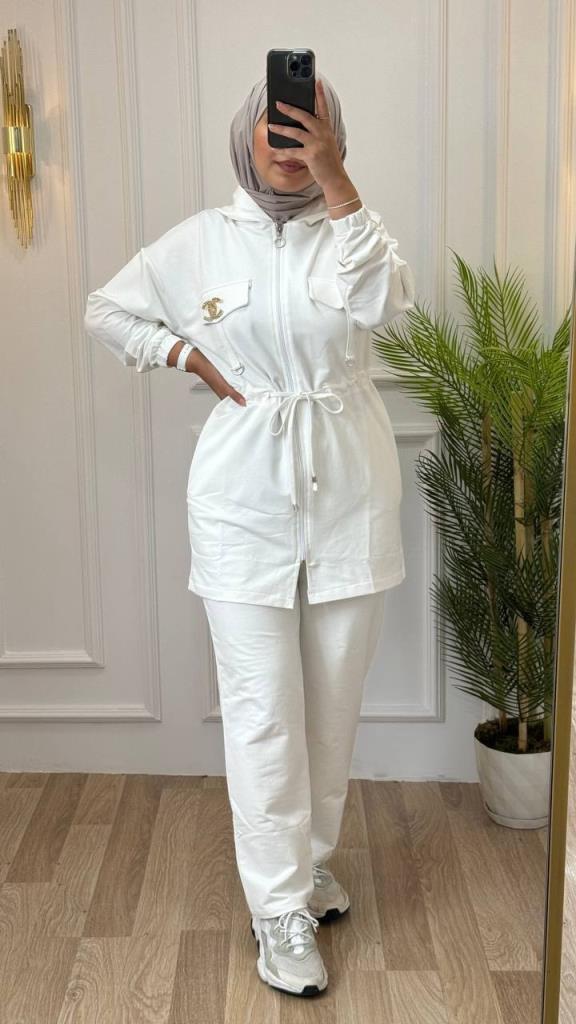 Elegant pajama set for veiled women, ideal for daily outings, model G1234 - White