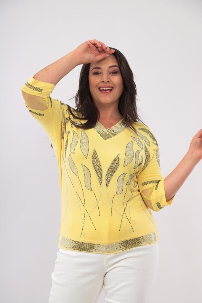 new season women's summer stylish and comfortable blouse cotton model G1262 - Yellow