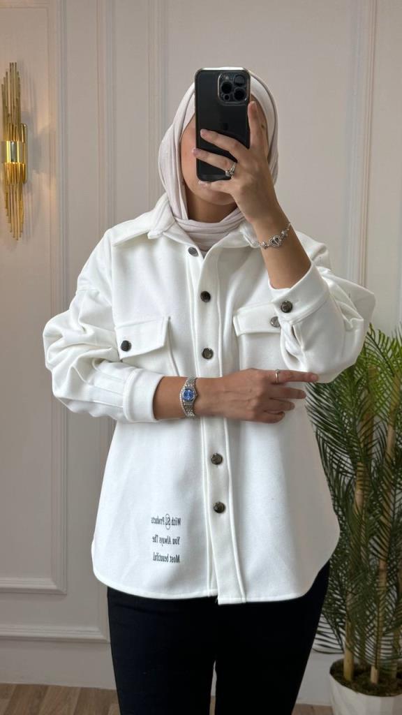 New Season Women's Winter Shirt is appropriate to use stylish and comfortable daily model G1309 - White