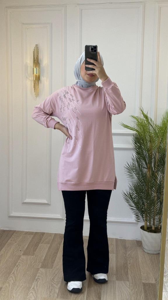 Comfortable and elegant blouse for veiled women, with a loose cut, model G1313 - Pink