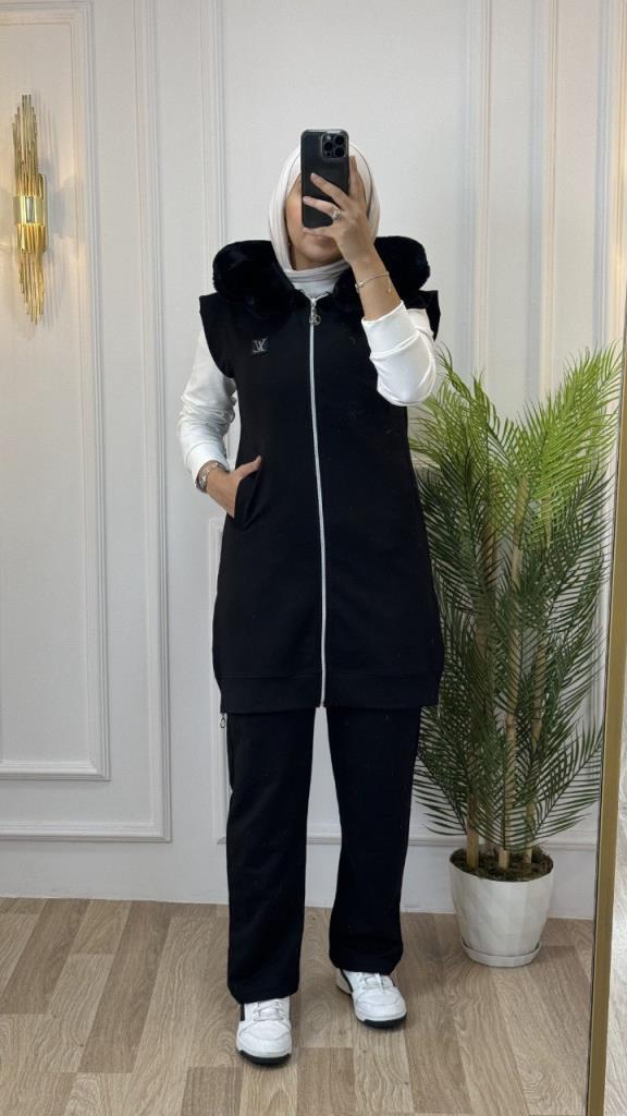 New season women's winter 3-piece home pajamas very comfortable and stylish model G1315 - Black