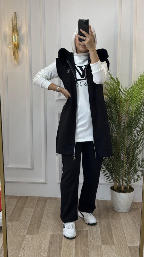 New season women's winter 3-piece home pajamas very comfortable and stylish model G1315 - Black