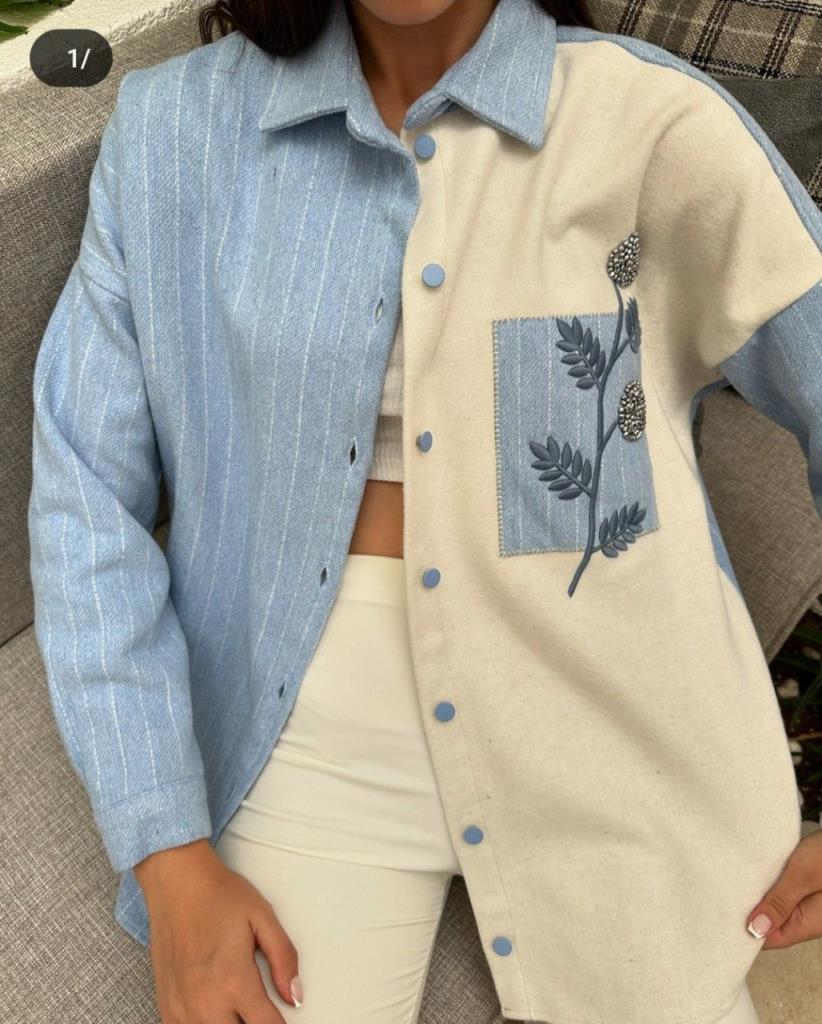 New season women's winter shirt is stylish and comfortable model G1428 - Light Blue