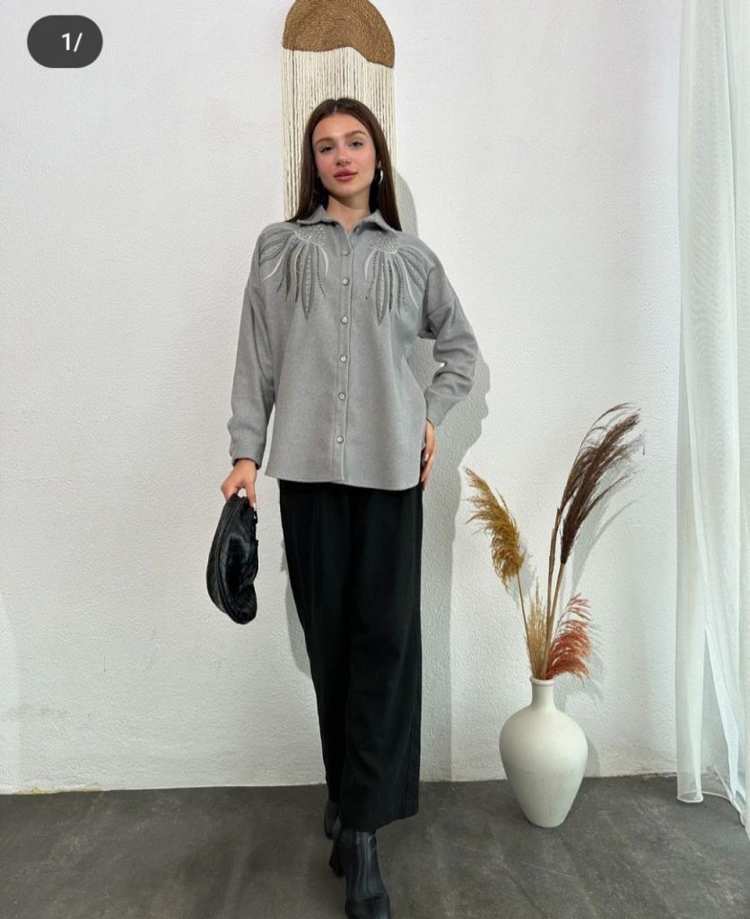 New season women's stylish and modern shirt suitable for daily use model G1431 - Gray