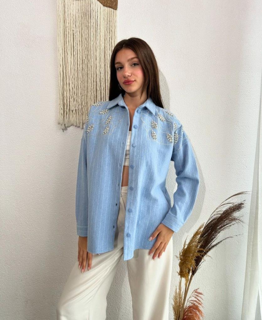 New season women's winter stylish and modern shirt suitable for daily use model G1433 - Light Blue