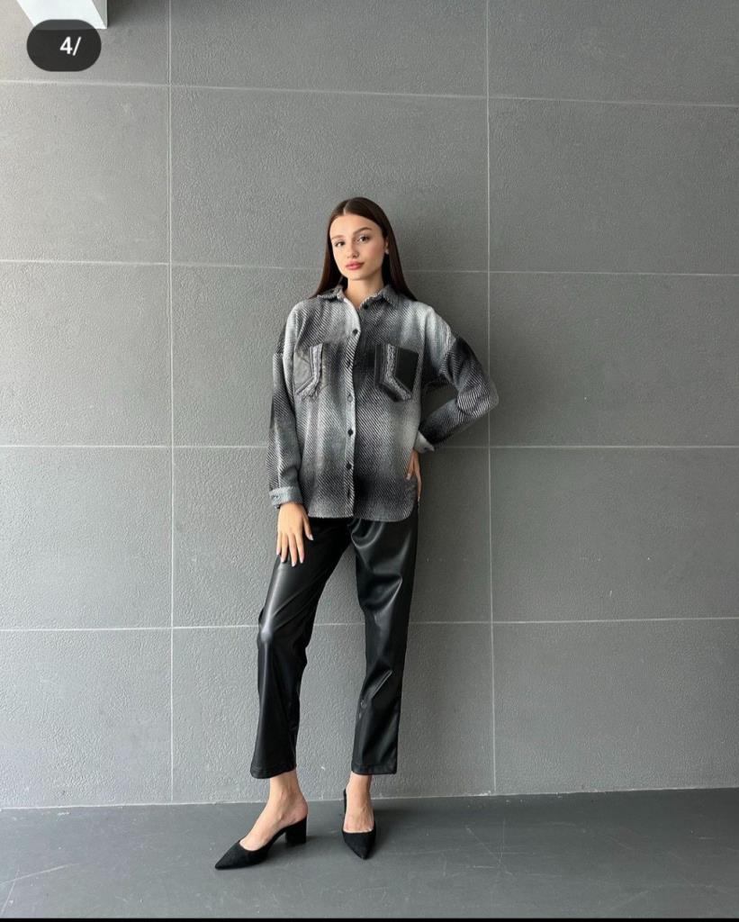 New season women's winter stylish and comfortable cut shirt suitable for daily use model G1436 - Gray