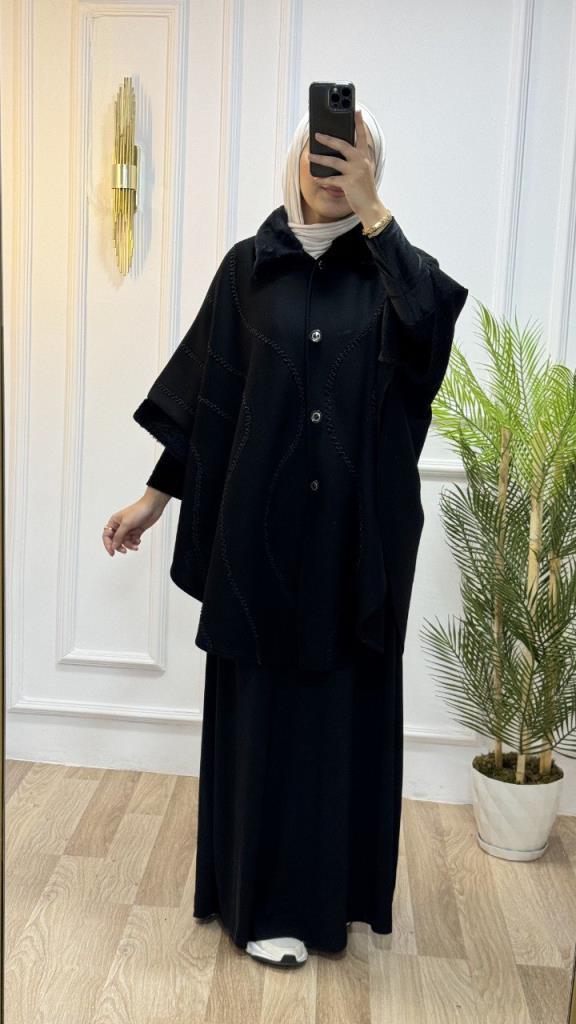 New season women's winter stylish and comfortable cut hijab cape model G1493 - Black