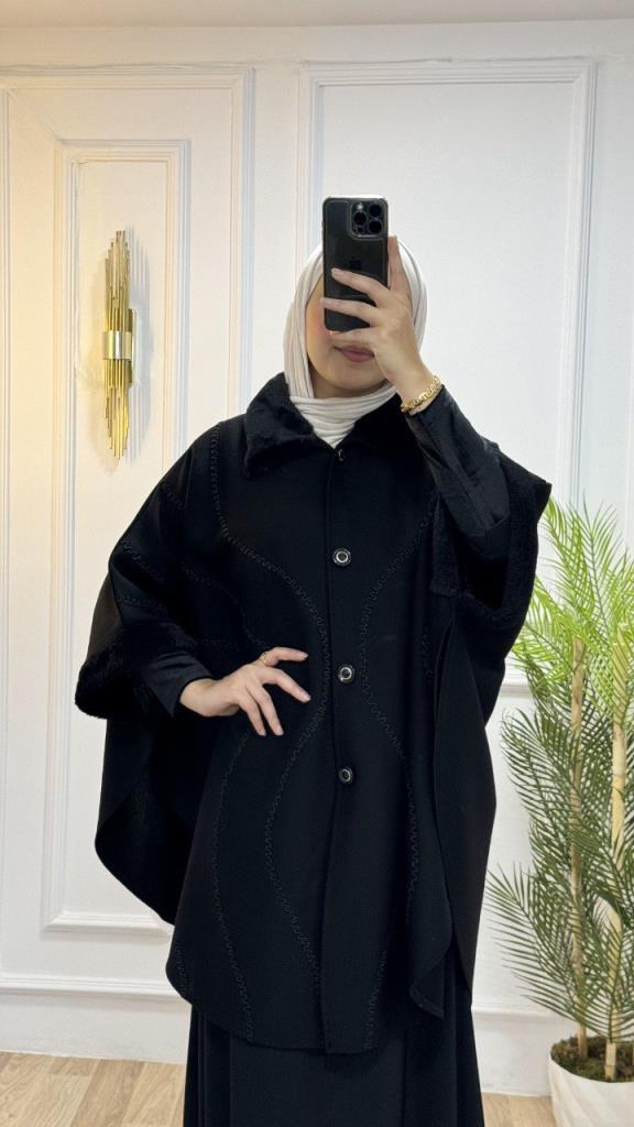 New season women's winter stylish and comfortable cut hijab cape model G1493 - Black