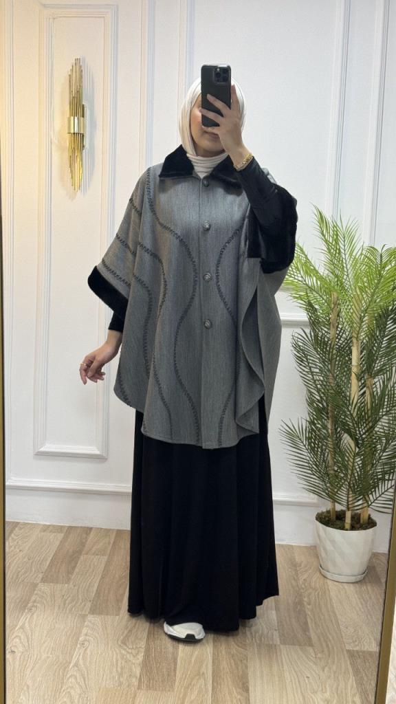 New season women's winter stylish and comfortable cut hijab cape model G1493 - Gray