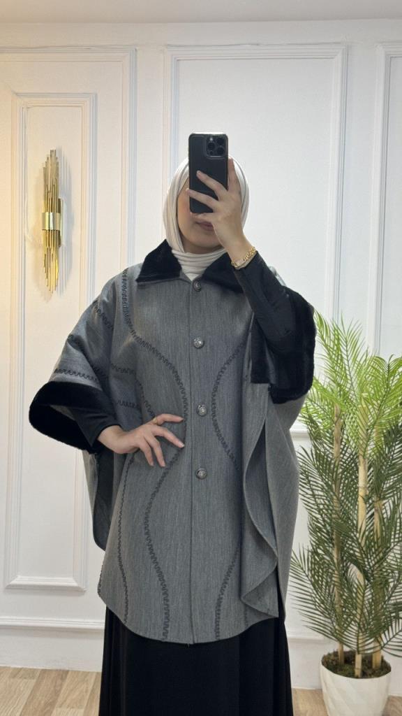 New season women's winter stylish and comfortable cut hijab cape model G1493 - Gray