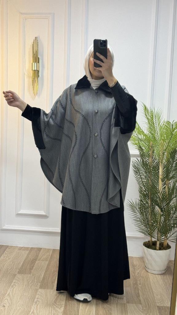 New season women's winter stylish and comfortable cut hijab cape model G1493 - Gray