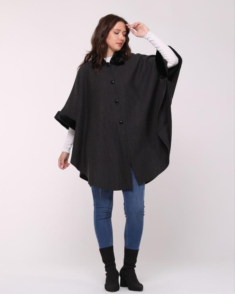 New season women's winter stylish and modern cape suitable for daily use model G1497 - Gray