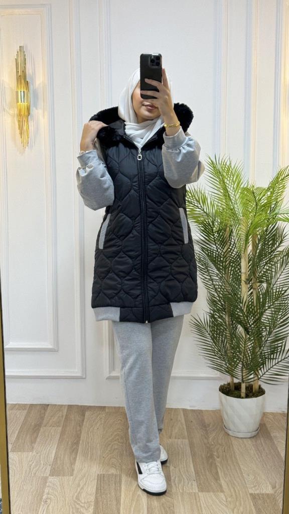 New season women's winter stylish and comfortable 3-piece pajamas suitable for daily use model G1559 - Gray