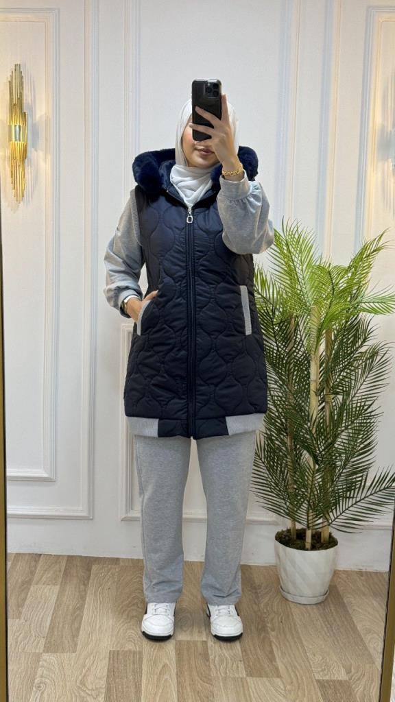 New season women's winter stylish and comfortable 3-piece pajamas suitable for daily use model G1559 - Gray