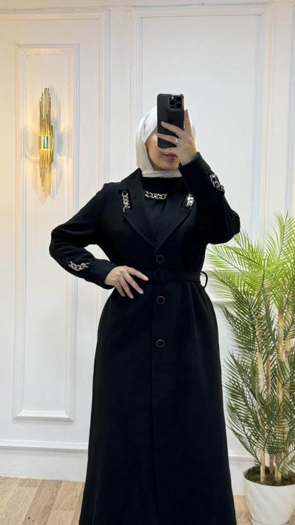 New season women's winter stylish and comfortable trench coat suitable for daily use model G1561 - Black