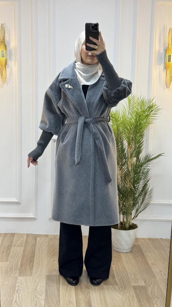 New season women's winter midi trench coat is stylish and comfortable, suitable for daily use, model G1599 - Gray