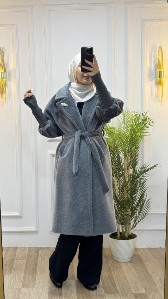 New season women's winter midi trench coat is stylish and comfortable, suitable for daily use, model G1599 - Gray