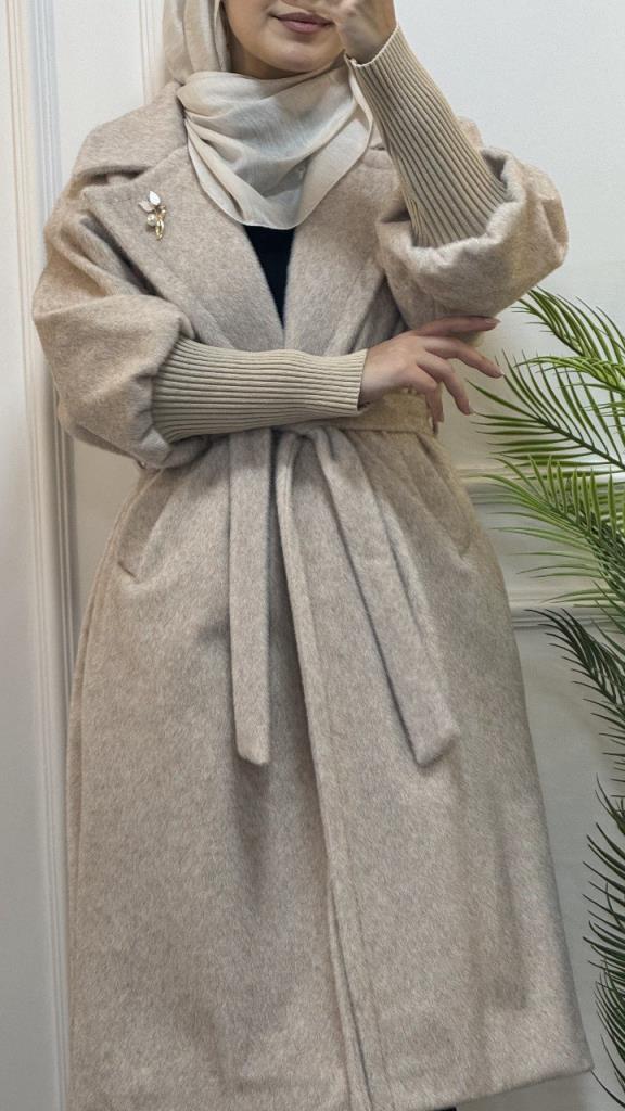 New season women's winter midi trench coat is stylish and comfortable, suitable for daily use, model G1599 - Beige