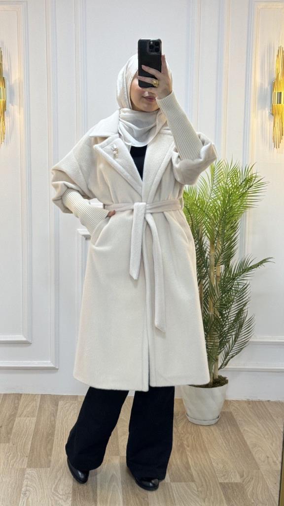 New season women's winter midi trench coat is stylish and comfortable, suitable for daily use, model G1599 - Ecru