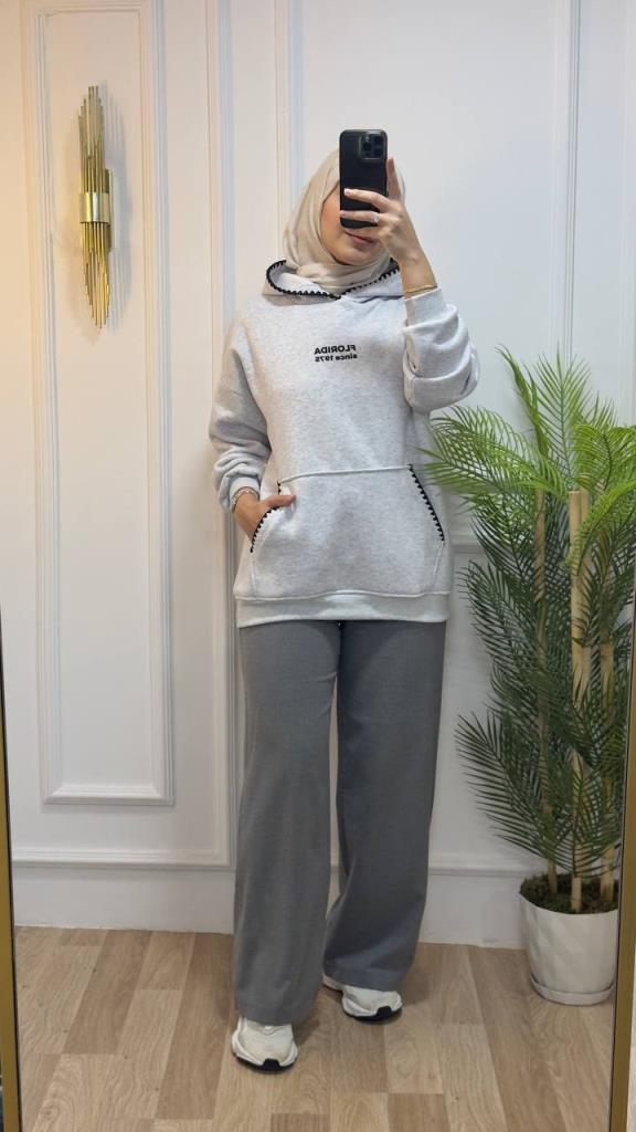 New season women's winter stylish and comfortable blouse with hood suitable for daily use model G1788 - Gray